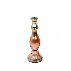 Świecznik szklany złoto - różowy 30 cm